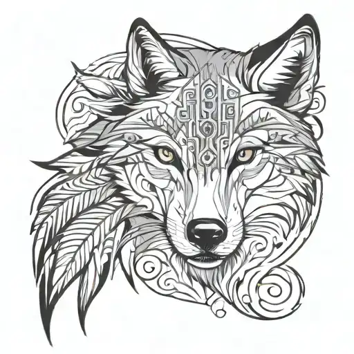 Wolf Face Forearm Tattoo Design Featuring Girl's Face And Small Details
