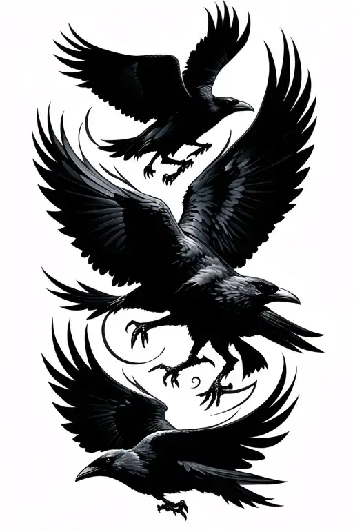 Odin Ravens Huginn And Muninn Flying