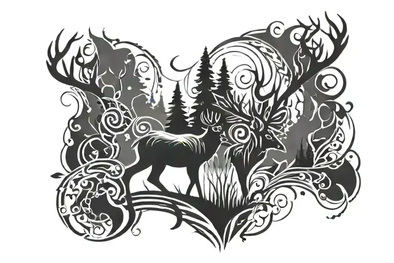 One Deer Forrest Line