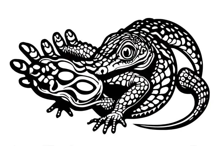 Lizard Holding A Paw