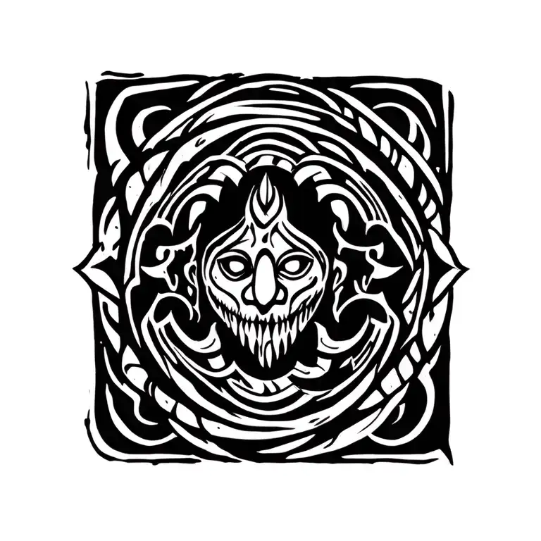 Lovecraft Azathot Style Maori Design Incorporating Elements