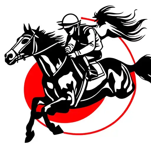 Horse And His Jockey Running In A Red Circle