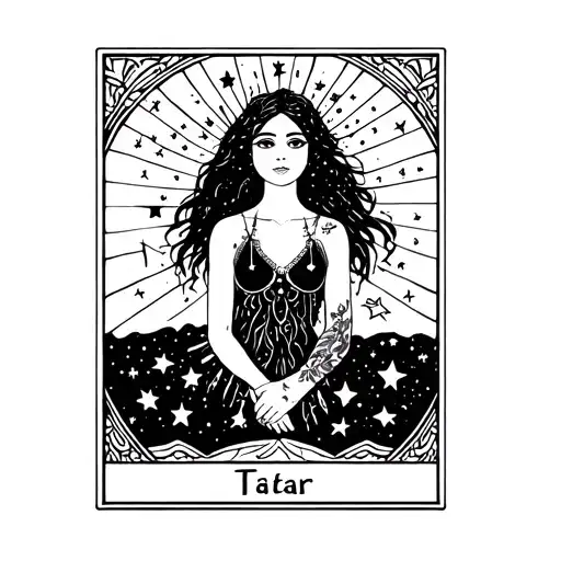 The Star Tarot Featuring A Pretty Hippie Girl In The Center With Stars