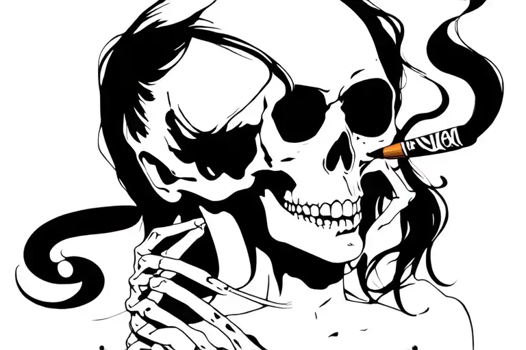 Gangster Woman Smoking Skeleton Blunt