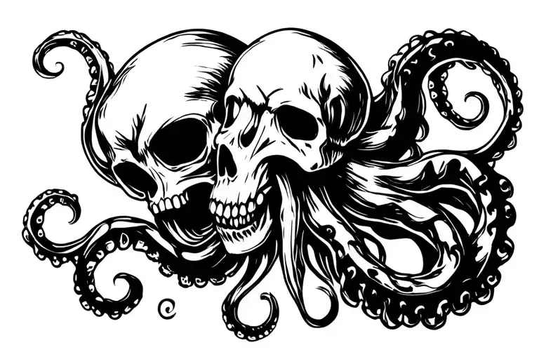 Kraken Whit Skulls