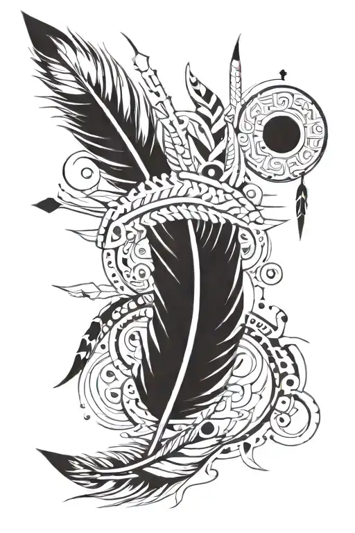 Native Feather Around Forarm Half Sleeve