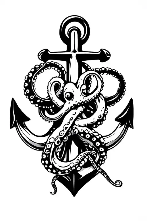 Octopus Wrapped Around An Anchor