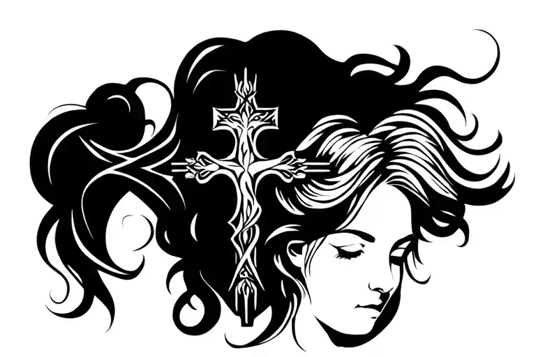 Woman On A Christian Cross