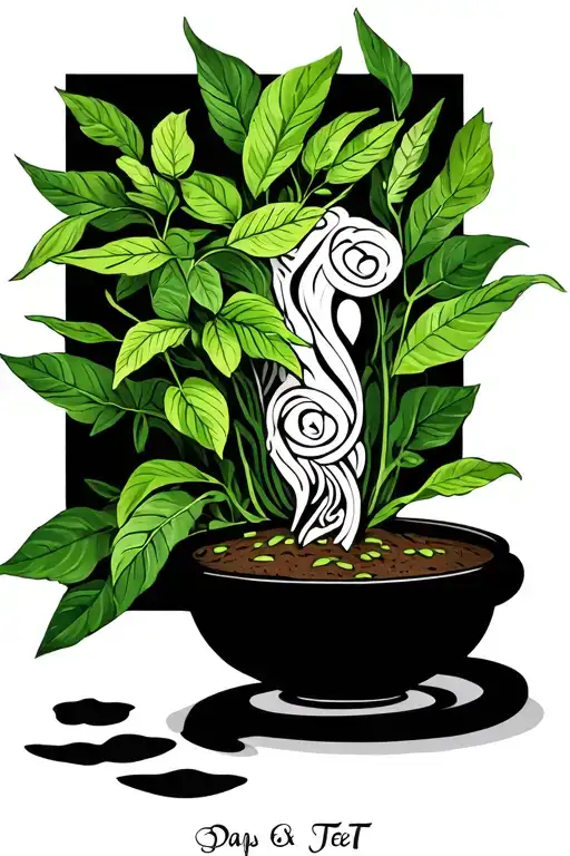 The Fertile Green Body Is Placed In A Black Pot Around The Area Creating A Calm But Tet Atmosphere