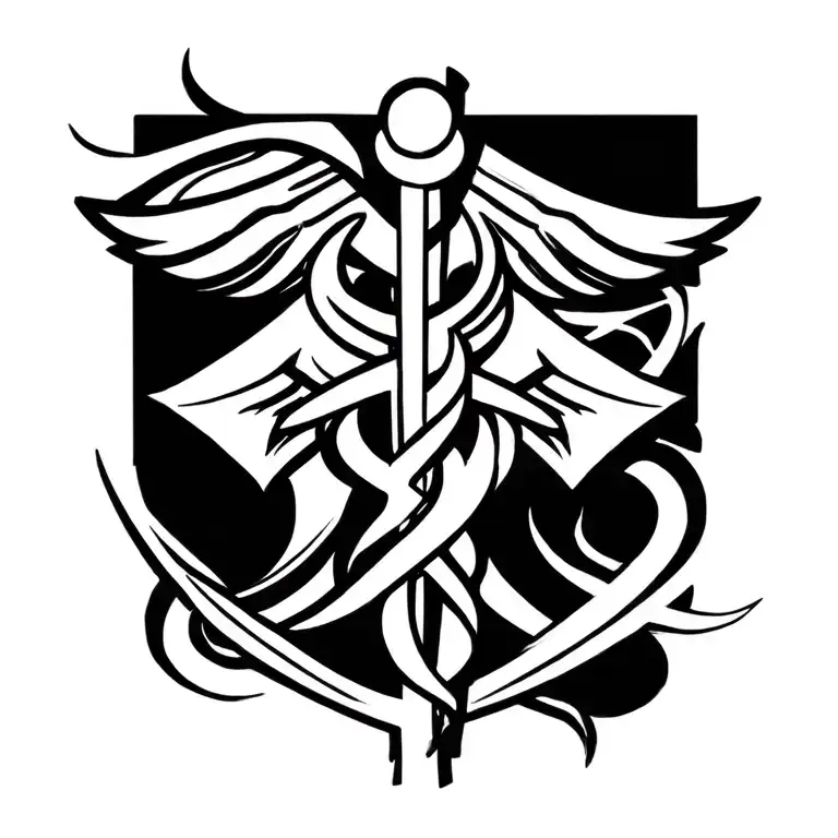 Caduceus And Star Of Life Intertwined