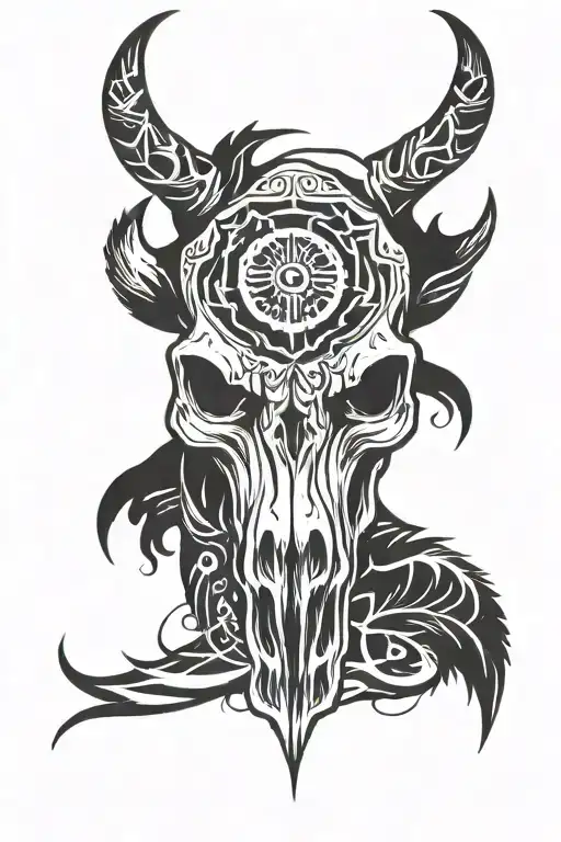 Buffalo Skull With Bear Paw