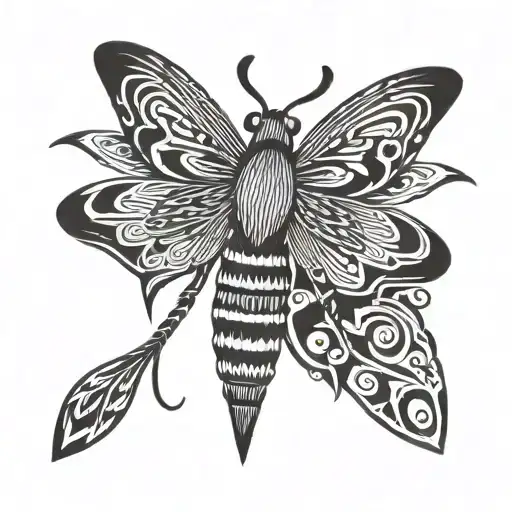 Poodle Moth Simple Black Tattoo Saturated