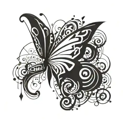 A Geometric Butterfly Made Out Of Musical Notes