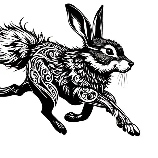 Rabbit Running From Wolf