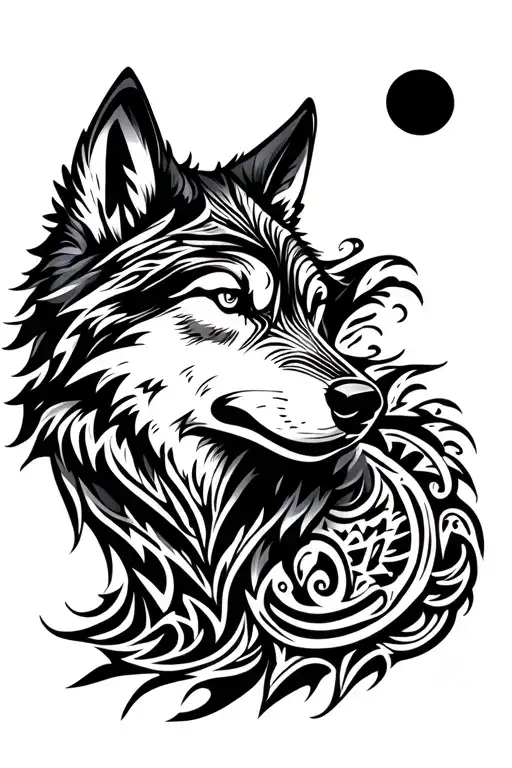 Wolf Howlimg To The Moon