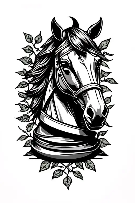 Knight Chess Horse Piece With Plant Vine Wrapped