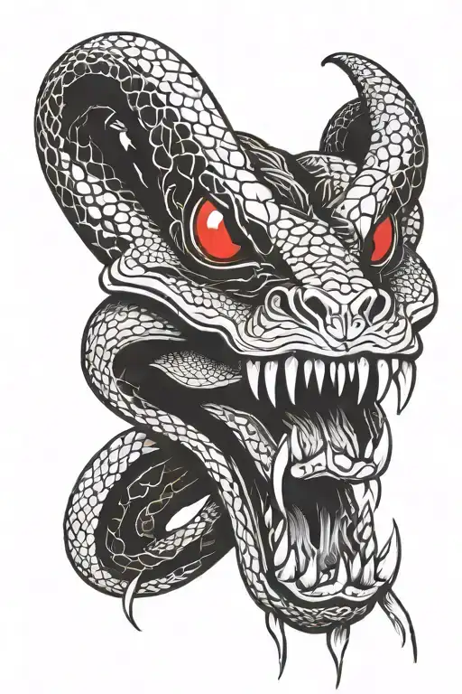 Black Python Red Eyes Tongue Coming Down Middle Finger