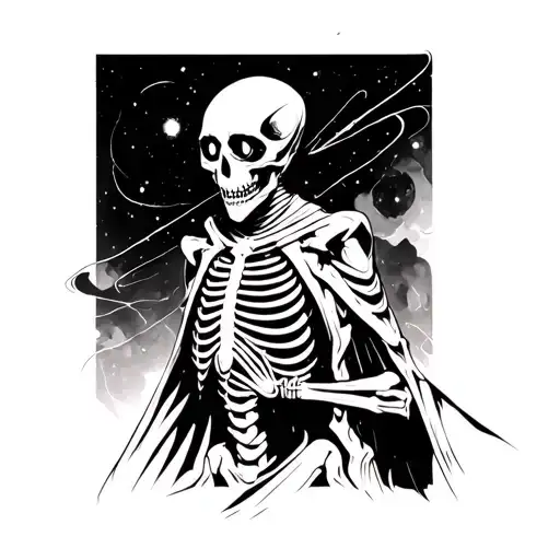 Skeleton Ghost Assassin That's Connected To The Universe And Has Soul Seeing Eyes Tattoo