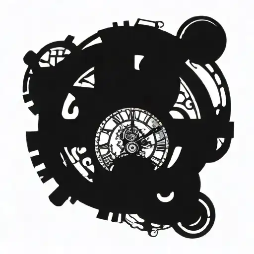 Death Holding Clock Mechanism Intertwined