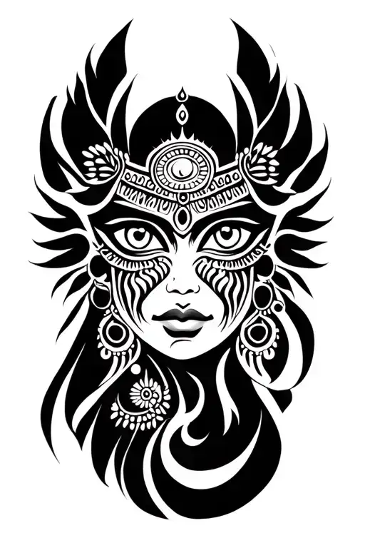 Indian Goddess Fierce Eyes White