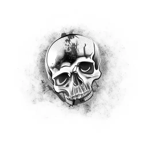 Skull With Red Hand On Skull And Blade In Mouth