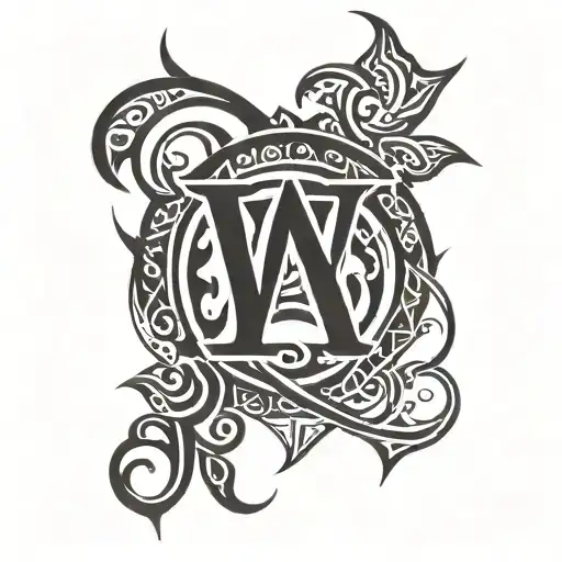 Warrior And Royalty Tribal Tatto With The Letter W Tattoo