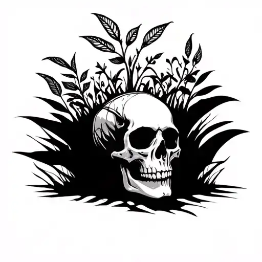 Skull With Plants Growing Out Of It