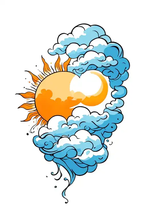 Cloud And Sun Hug Each Other