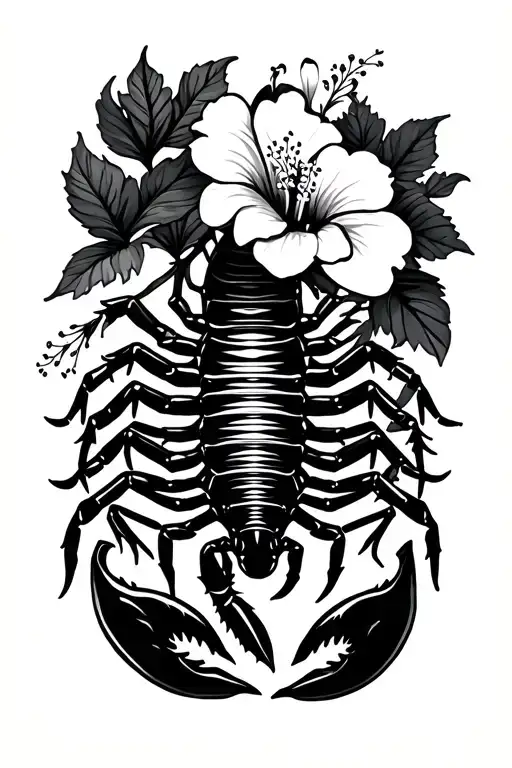 Scorpion With Hibiscus Flowers Growing