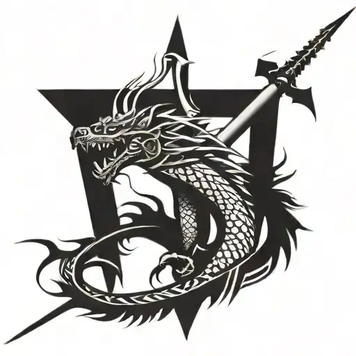 Dragon Wrapped Around On Sword