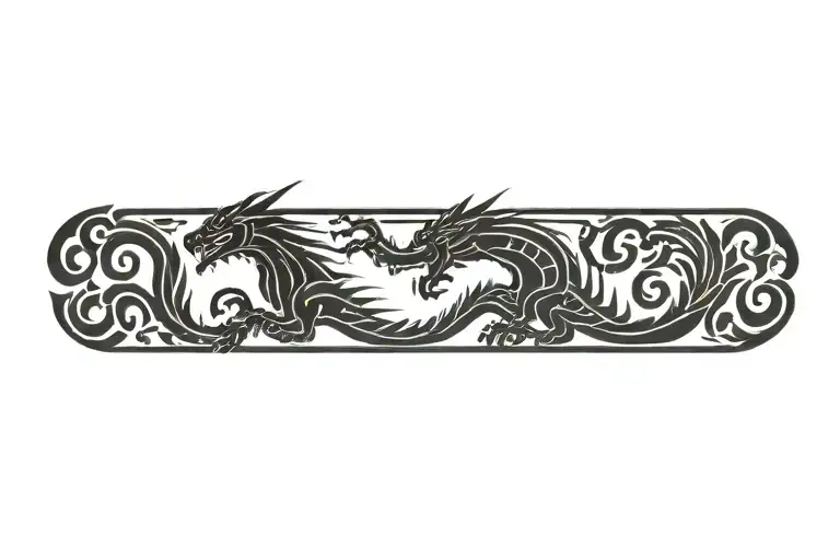 Tribal Pattern Upper Arm Band Dragon Breathing Fire