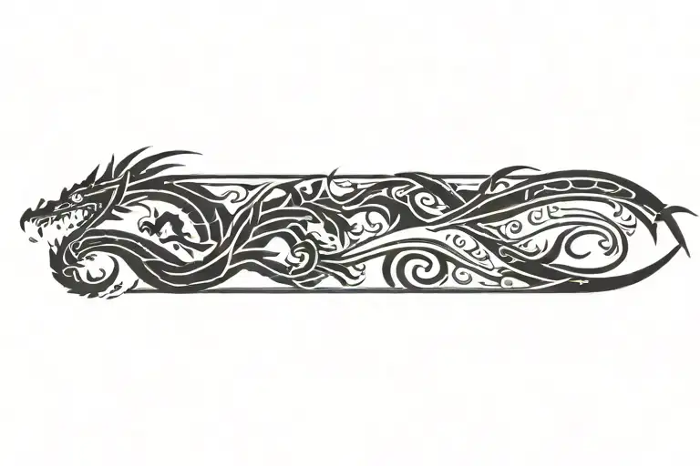 Tribal Pattern Upper Arm Band Dragon Breathing Fire