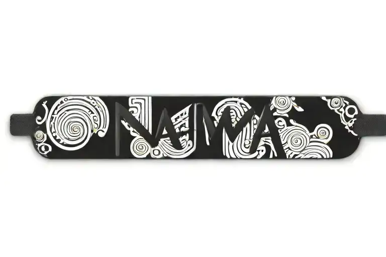 Patterned Arm Band With The Name Naima Incorporated In It In Calligraphy