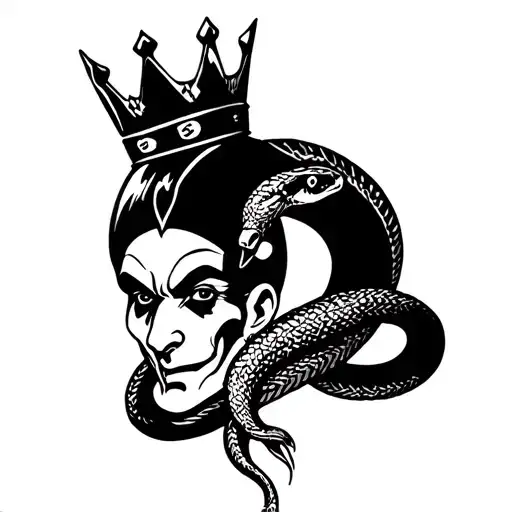 Crown Against The Cap The Jester With A Snake With Money