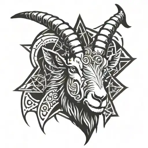 Goat With Pentagram On The Forehead