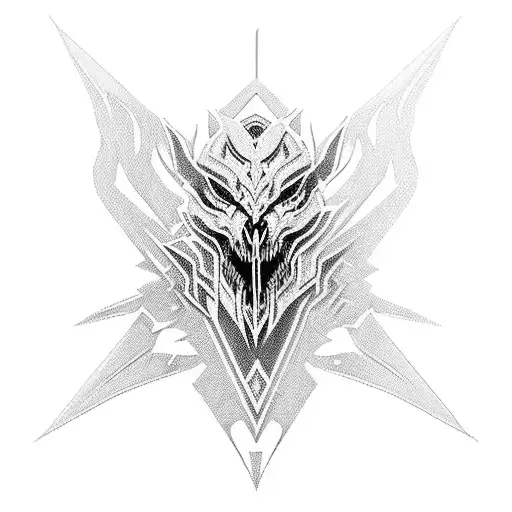 Cyber Tribal Design Of The Warglaives Of Azzinoth For The Collarbone