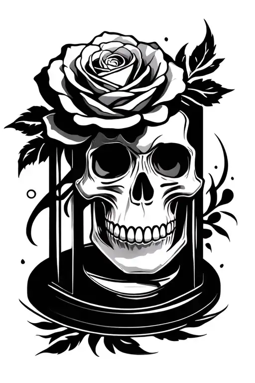 Hour Glass Rose Skull
