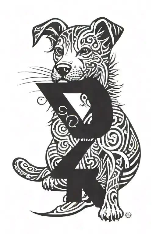 The Number 7 With A Puppy Next To It
