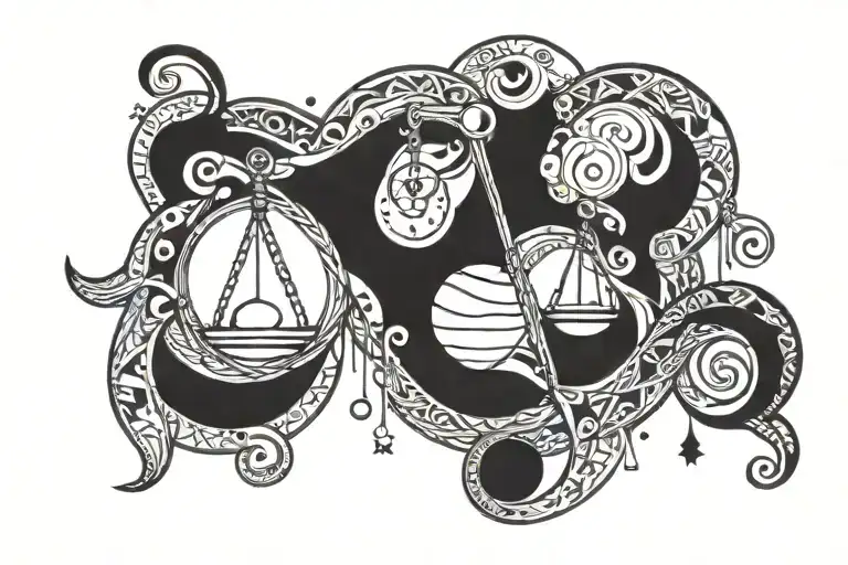 Libra Moon Stars Scales Intertwined