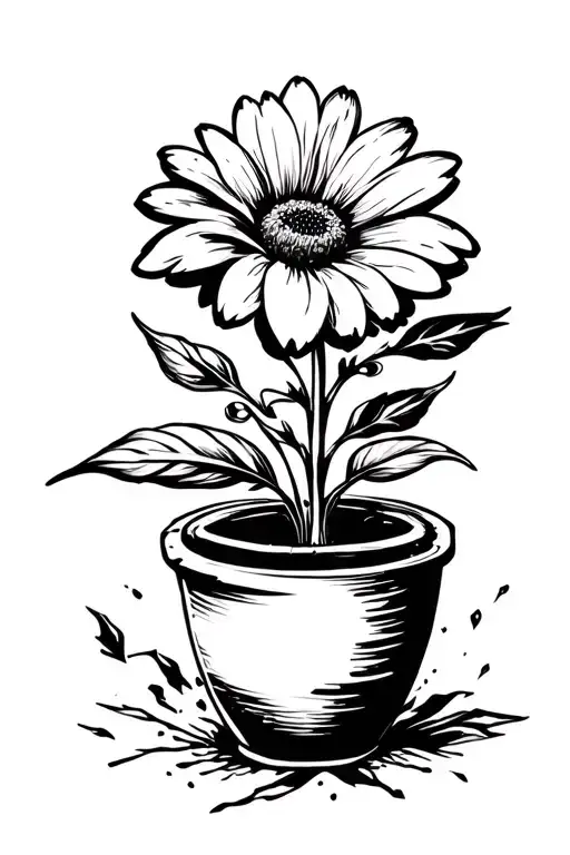 Flower Growing From A Broken Pot
