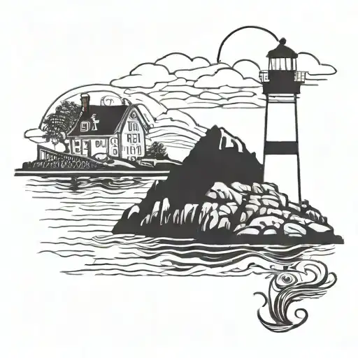 Marthas Vineyard Harbor With Lighthouse