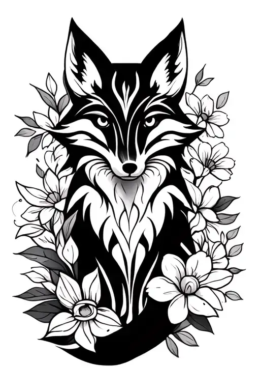 Fox In Flowers Intertwined