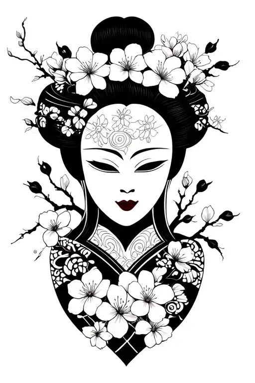 Geisha Hany Mask Cherry Blossoms