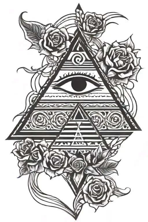 Pyramid With Eye Roses Intertwined