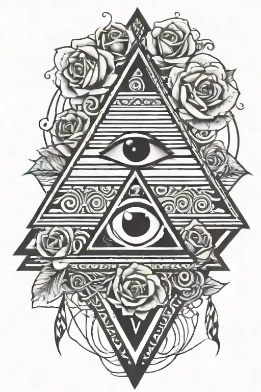 Pyramid With Eye Roses Intertwined