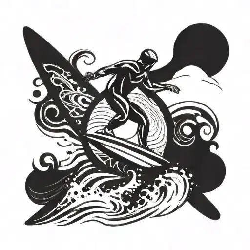 Surfing On A Wave And Snowboarding Together