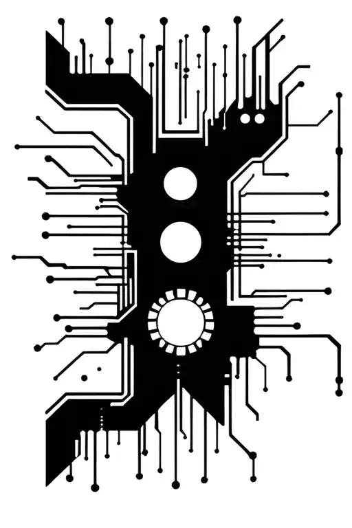 Binary With Computer Or Motherboard And Circuits