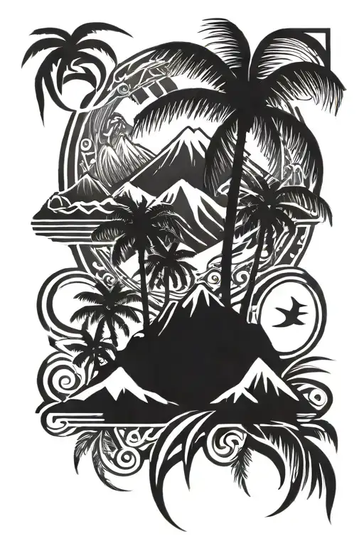 Palm Trees And Mountains