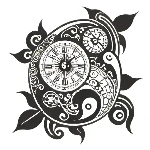 Yin Yang Of Clock And Compass