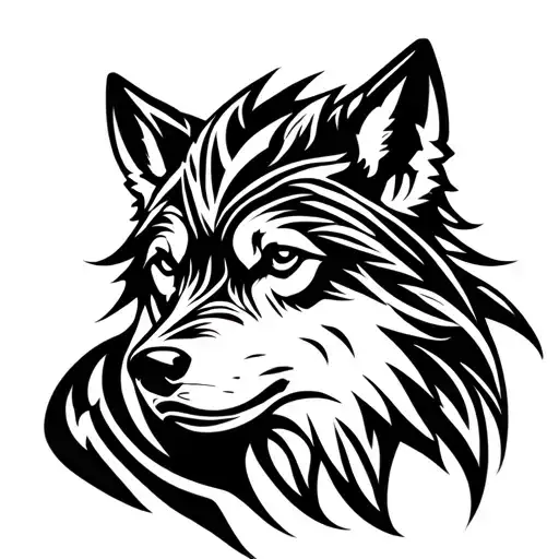 Wolf Side Profile Traditional